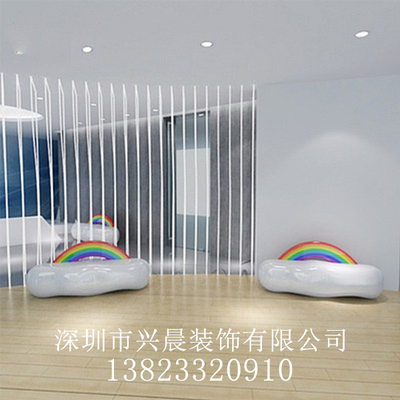 玻璃钢彩虹云朵座椅