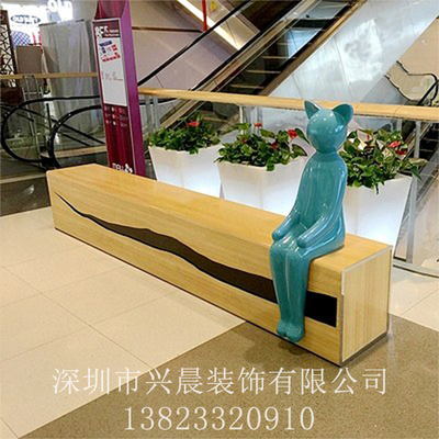 玻璃钢商场小猫座椅